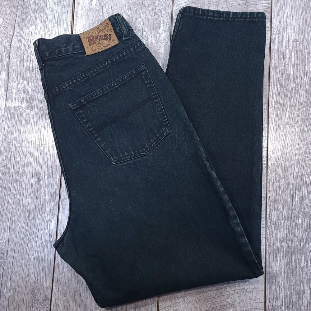 Request Jeans Men 32 Black Faded Straight Leg Denim Vintage Worldwide